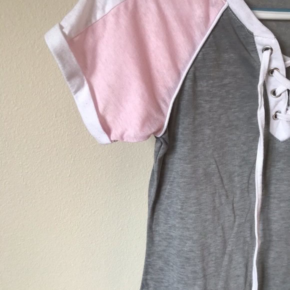 No Boundaries Pink/Gray/White Short Sleeve - Picture 4 of 6